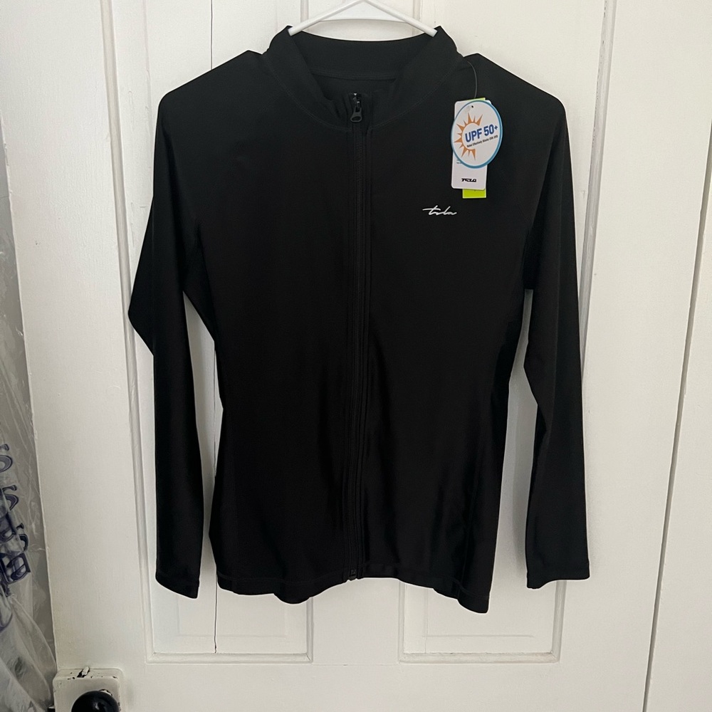 Tsla rashguard zipper front black size large NWT